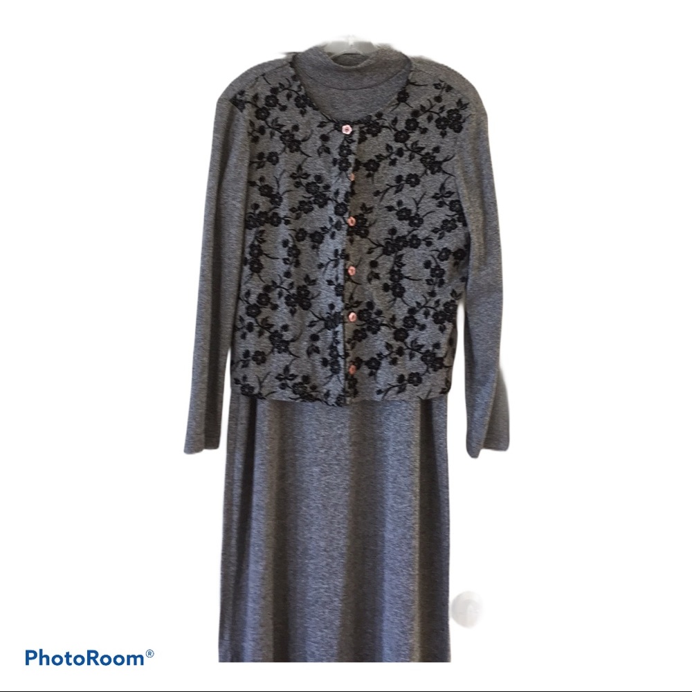 Coldwater Creek PS Dark Grey Dress with Jacket